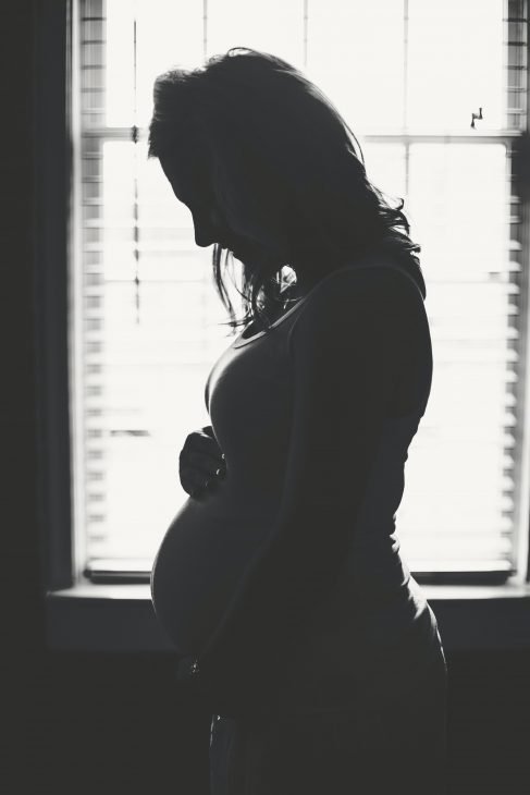 A pregnant woman’s silhouette