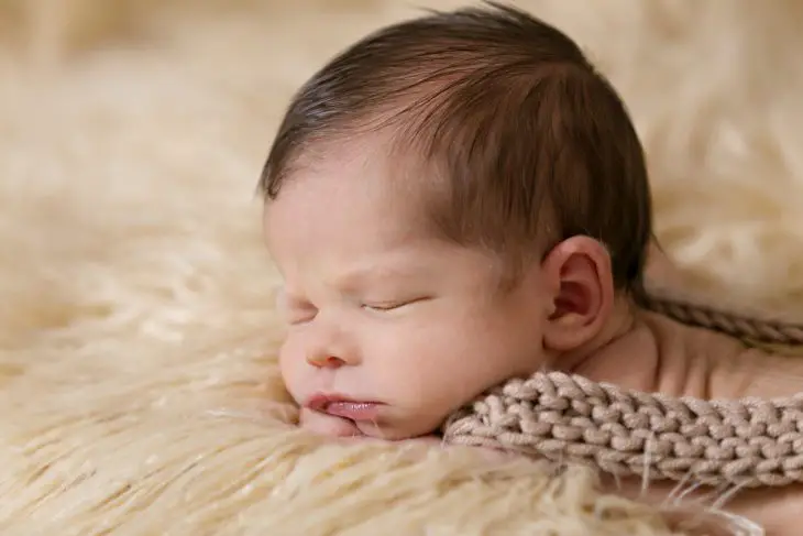 newborn with baby hair
