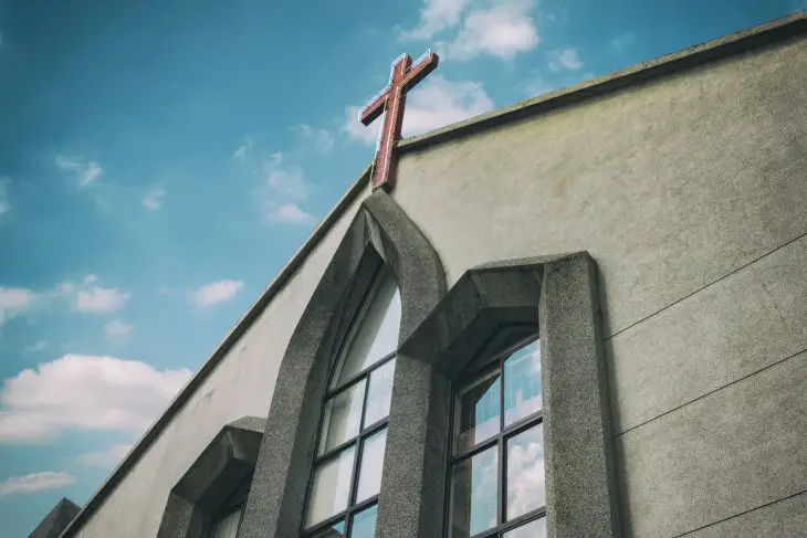 gray concrete church for baby shower